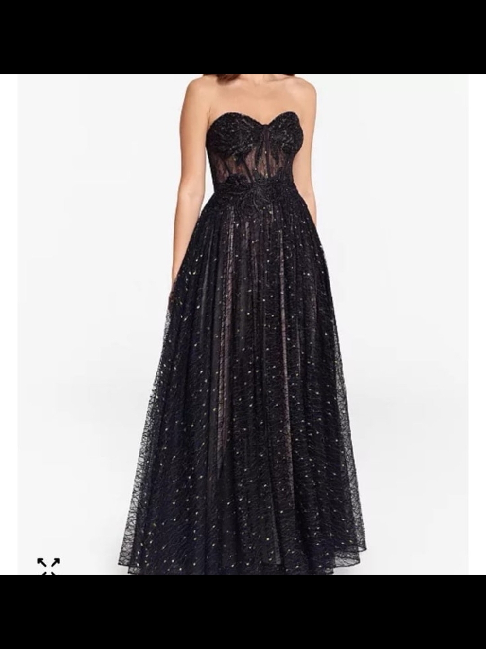 Betsy & Adam Strapless Black Sequin Tulle Gown Size 6 Nwt